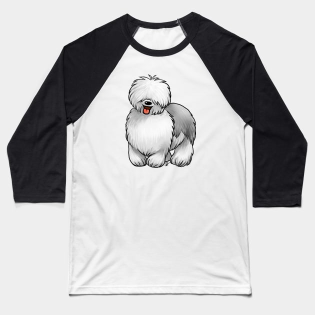 Dog - Old English Sheepdog - Gray and White Baseball T-Shirt by Jen's Dogs Custom Gifts and Designs